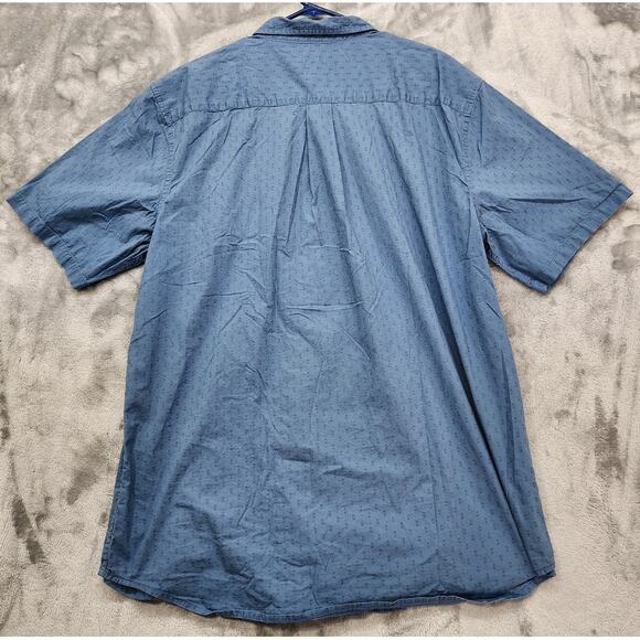 Voyager Shirt Mens XXL Blue Printed Stretch Cotton Short Sleeve Button Front - Picture 4 of 11